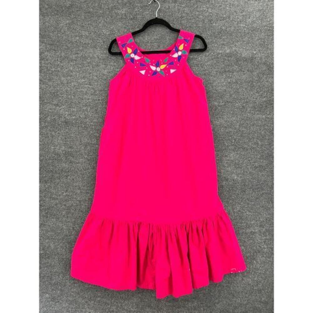 Vintage Naqui Sleeveless Dress Womens S Pink MuuMuu Ethnic Mexican Boho Pockets